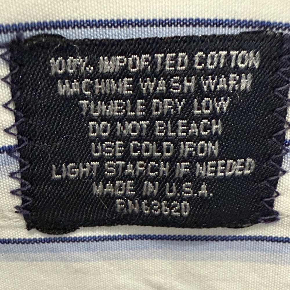 Vintage Burberry London Men’s White & Blue Pinstripe Button-Down | Made in USA - Picture 7 of 11